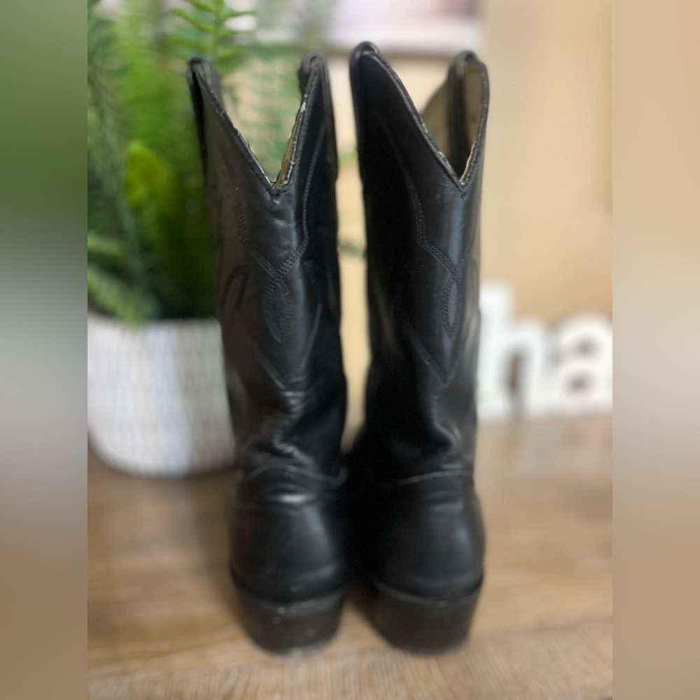 Durango Black Western Heeled Cowboy Boots - Picture 6 of 14